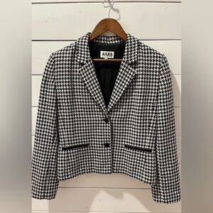 LES AILES DE LA MODE vintage black and white houndstooth blazer size 11